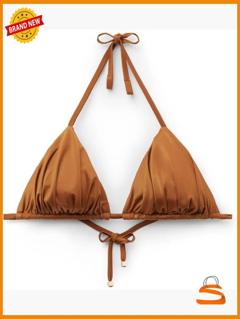 Large Satin Bikini Top with Removable Padding, Push-Up Triangle Design